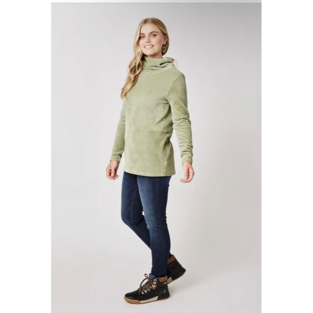 Carve Designs Women Moss Green M Cowl Neck Ribbed Collette Tunic Top Lagenlook